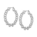 ゲス レディース ピアス＆イヤリング アクセサリー Silver-Tone Medium Alternating G Link Hoop Earrings, 1.87