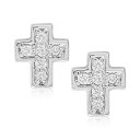 [i Tbg Y sAXECO ANZT[ Children's Diamond Accent Cross Stud Earrings in Sterling Silver Silver