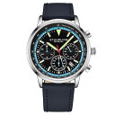 X^[O Y rv ANZT[ Men's Chrono Blue Genuine Leather Strap Watch 44mm Blue