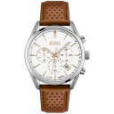 {X Y rv ANZT[ Men's Chronograph Champion Brown Perforated Leather Strap Watch 44mm Silver