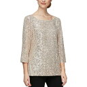 アレックスイブニングス レディース カットソー トップス Sequin-Detail Tunic Blouse Taupe