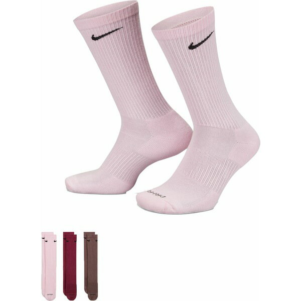 iCL fB[X C A_[EFA Nike Dri-FIT Everyday Plus Cushion Crew Socks - 3 Pack Pink/Rosewood/Plum