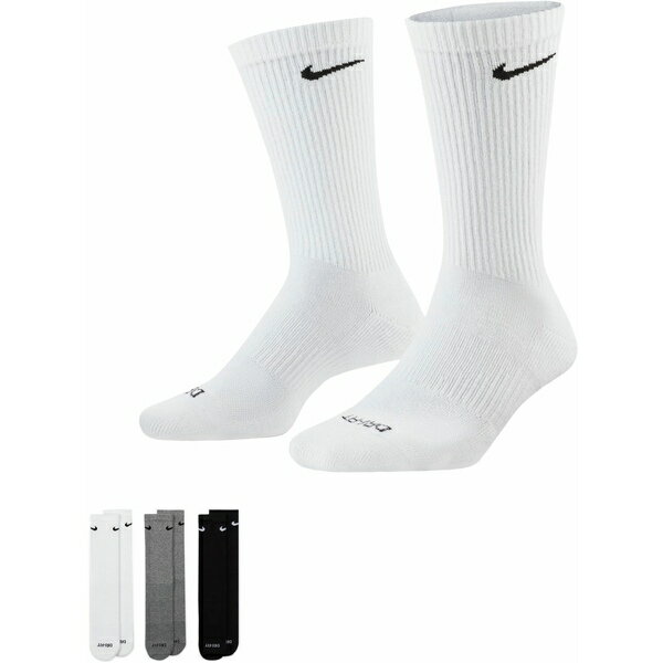 iCL fB[X C A_[EFA Nike Dri-FIT Everyday Plus Cushion Crew Socks - 3 Pack White/Black/Gray