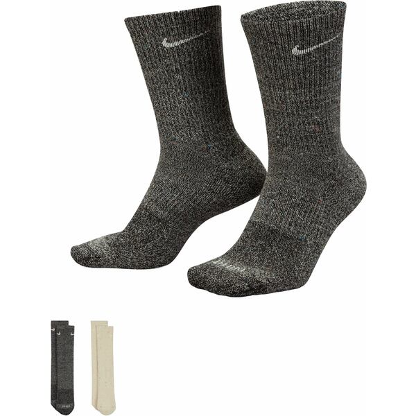 iCL fB[X C A_[EFA Nike Everyday Plus Cushioned Crew Socks - 2 Pack Black/Coconut