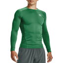 アンダーアーマー メンズ シャツ トップス Under Armour Men 039 s HeatGear Compression Long Sleeve Shirt Team Kelly Green/White