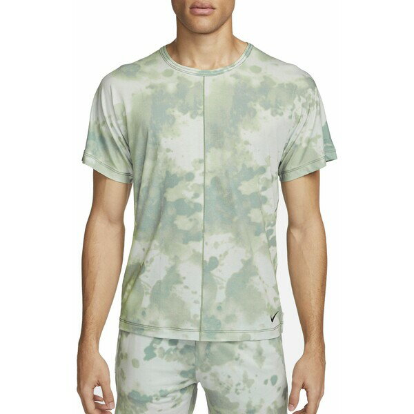 iCL Y Vc gbvX Nike Men's Dri-FIT Allover Print Short Sleeve Yoga T-Shirt Mica Green