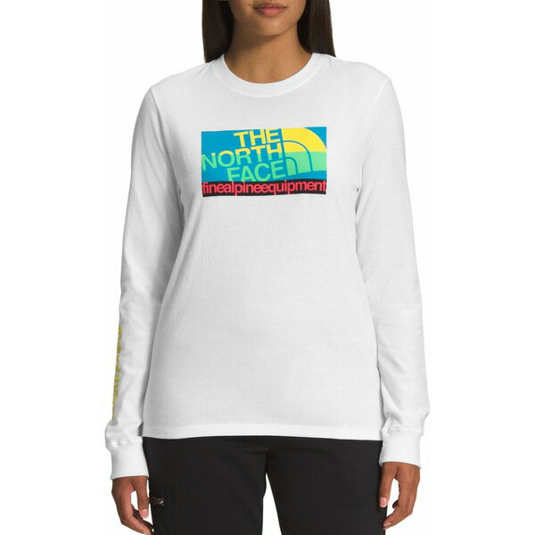 m[XtFCX fB[X Vc gbvX The North Face Women's Long Sleeve Graphic Injection Shirt TNF WHITE/ACOUSTIC BLUE