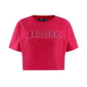 vX^_[h fB[X TVc gbvX Women's Pink Boston Red Sox Triple Pink Boxy Cropped T-shirt Pink