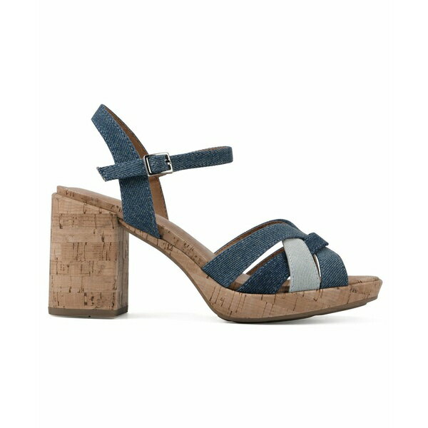 ホワイトマウンテン レディース サンダル シューズ Women's Dubonnet Cork Block Heel Sandals Blue Denim Multi Fabric