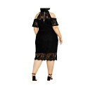 VeB[VbN fB[X s[X gbvX Plus Size Pippa Cold Shoulder Lace Dress Black