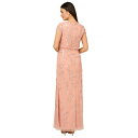 アドリアナ パペル レディース ワンピース トップス Women's V-Neck Beaded Short-Sleeve Gown Coral