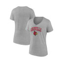 t@ieBNX fB[X TVc gbvX Women's Heather Gray Louisville Cardinals Evergreen Campus V-Neck T-shirt Heather Gray