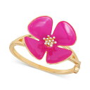 ゲス レディース ブレスレット・バングル・アンクレット アクセサリー Gold-Tone Pink Flower Hinge Bracelet Gold