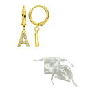 AhjA fB[X sAXCO ANZT[ 14K Gold-Plated Initial Pave Huggie Hoop Earrings Gold- A