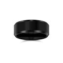 ブリング レディース リング アクセサリー Plain Simple Wide Beveled Titanium Unisex Couples Wedding Band Ring For Men Women Comfort Fit 8MM Black