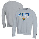 チャンピオン メンズ パーカー スウェットシャツ アウター Pitt Panthers Champion Track Field Stack Powerblend Pullover Sweatshirt Gray