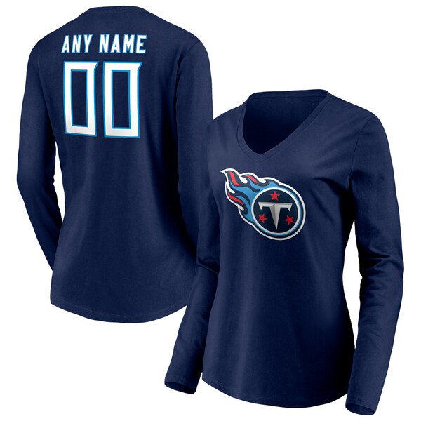 t@ieBNX fB[X TVc gbvX Tennessee Titans Fanatics Branded Women's Team Authentic Personalized Name & Number Long Sleeve VNeck TShirt Navy