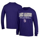 `sI Y TVc gbvX James Madison Dukes Champion Stacked Logo Volleyball Jersey Long Sleeve TShirt Purple