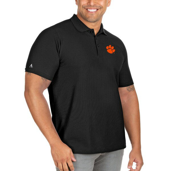 アンティグア メンズ ポロシャツ トップス Clemson Tigers Antigua Big & Tall Legacy Pique Polo Black