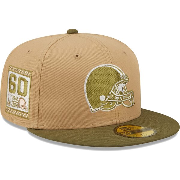 ニューエラ メンズ 帽子 アクセサリー Cleveland Browns New Era 60th Anniversary Saguaro 59FIFTY Fitted Hat Tan/Olive