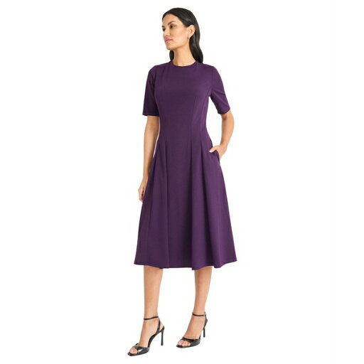 マギーロンドン レディース ワンピース トップス Women's Short-Sleeve Midi Dress Plum マギーロンドン レディース ワンピース トップス Women's Short-Sleeve Midi Dress Plum