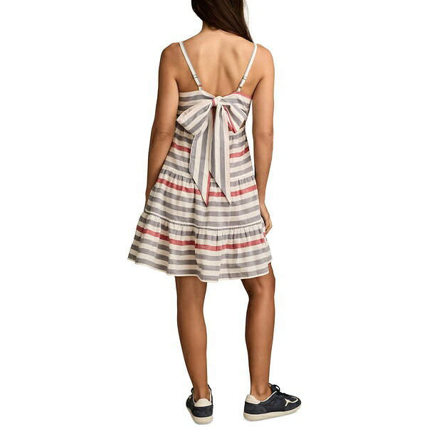 ラッキーブランド レディース ワンピース トップス Women's Tie-Back Mini Dress Red Blue Stripe