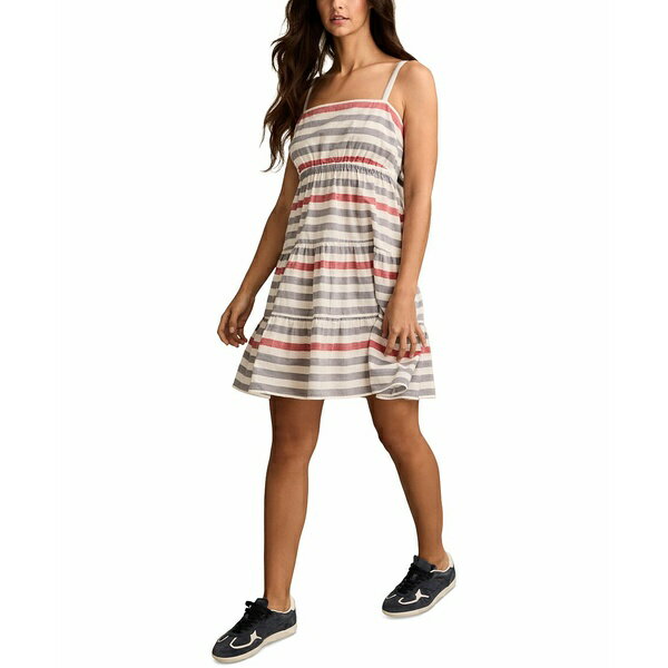 ラッキーブランド レディース ワンピース トップス Women's Tie-Back Mini Dress Red Blue Stripe