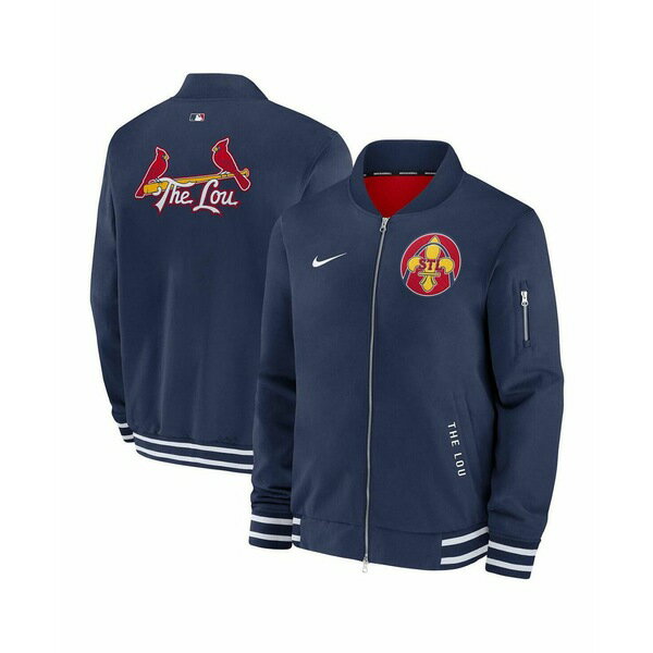 ナイキ メンズ ジャケット&ブルゾン アウター Men's Navy St. Louis Cardinals Authentic Collection City Connect Full-Zip Bomber Jacket Navy