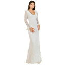ララ レディース ワンピース トップス Women's Long Sleeve Fringe Bridal Gown Ivory
