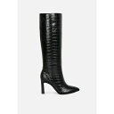 ロンンドンラグ レディース ブーツ シューズ fewocious croc high heel calf boots Black
