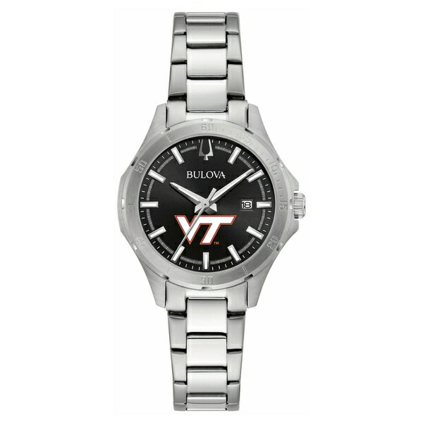 ブロバ レディース 腕時計 アクセサリー Virginia Tech Hokies Bulova Women's Stainless Steel Sport Classic Watch Black