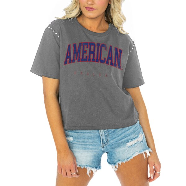 ǥ ǥ T ȥåץ American University Eagles Gameday Couture Women's After Party Cropped TShirt Gray