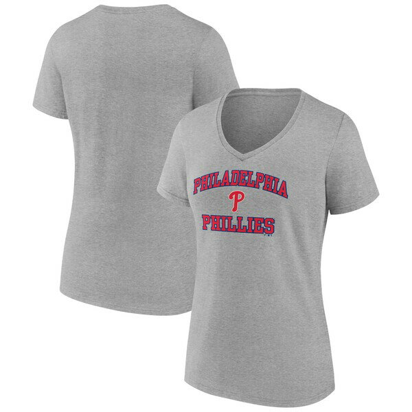 ファナティクス レディース Tシャツ トップス Philadelphia Phillies Fanatics Branded Women's Heart and Soul VNeck TShirt Gray