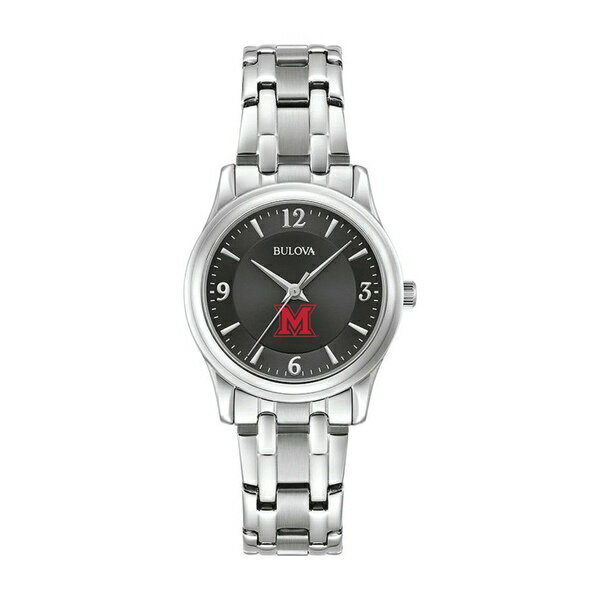 ブロバ レディース 腕時計 アクセサリー Miami University RedHawks Bulova Women's Stainless Steel Corporate Collection Watch Black