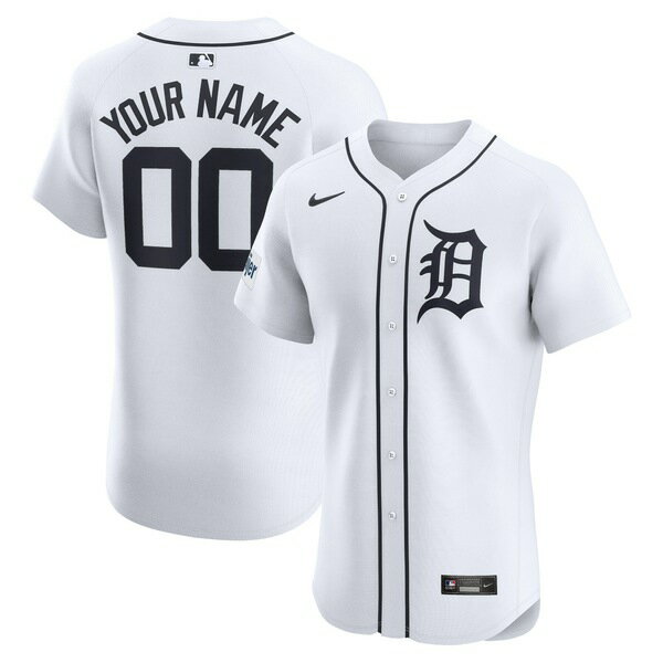 ナイキ メンズ ユニフォーム トップス Detroit Tigers Nike Home Elite Custom Patch Jersey White