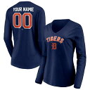 t@ieBNX fB[X TVc gbvX Detroit Tigers Fanatics Branded Women's Personalized Winning Streak Name & Number Long Sleeve VNeck TShirt Navy