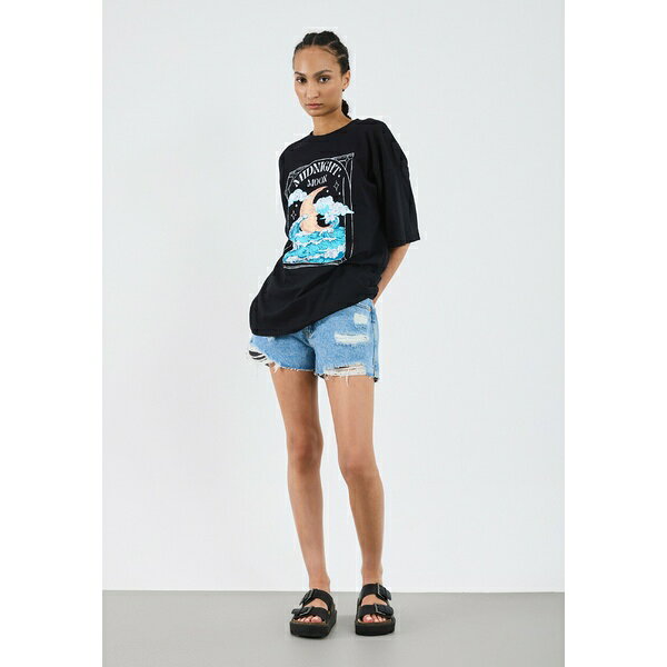 イーブン アンド オド レディース Tシャツ トップス Print T-shirt - black 2