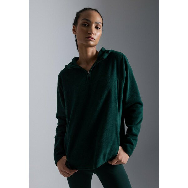 イーブン アンド オド レディース パーカー・スウェットシャツ アウター OVERSIZED FLEECE WITH ZIP AND HOOD AND THUMB HOLES - Hoodie - dark green(4)