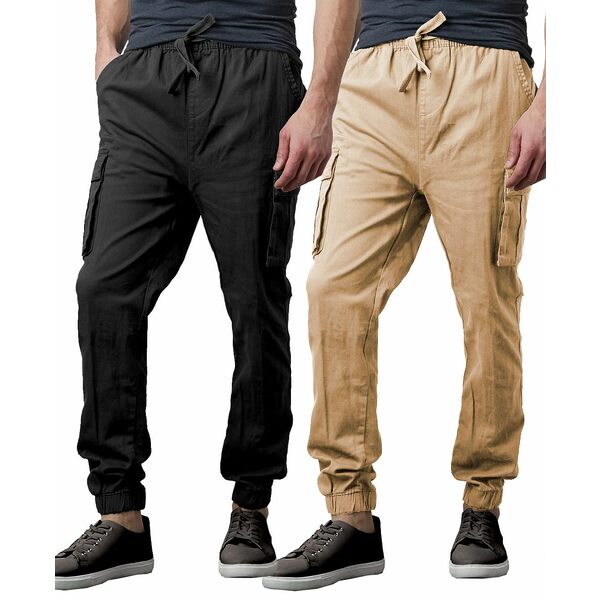 ギャラクシーバイハルビック メンズ カジュアルパンツ ボトムス Men 039 s Slim Fit Stretch Cargo Jogger Pants, Pack of 2 Black, Khaki