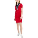 ȥߡ ҥե ǥ ԡ ȥåץ Women's Chevron Colorblocked Polo Dress Medium Red