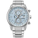 V`Y Y rv ANZT[ Eco-Drive Men's Chronograph Sport Luxury Radio Control Stainless Steel Bracelet Watch 43mm Silver-tone