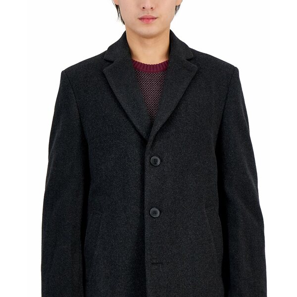 カルバンクライン メンズ ジャケット＆ブルゾン アウター Men's Prosper Wool-Blend Slim Fit Overcoat Charcoal