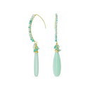 ブリング レディース ピアス＆イヤリング アクセサリー Boho Wire Wrap Cluster Bead Accent Linear Elongated Fish Hook Soft Mint Light Green Amazonite Long Teardrop Gemstone Chandelier Dangle Earrings For Women Teens 18K Yellow Gold Plated Green amazonite