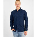 サンアンドプラスストーン メンズ シャツ トップス Men 039 s Cristiano Long Sleeve Button-Front Patchwork Shirt, Created for Macy 039 s Indigo