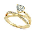`[^[Nu fB[X O ANZT[ Gold-Tone Pav&eacute; & Heart Cubic Zirconia Asymmetrical Ring, Created for Macy's Gold