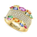 エフィー コレクション レディース リング アクセサリー EFFY&reg; Multi-Gemstone (2-3/8 ct. t.w.) & Diamond (7/8 ct. t.w.) Wide Statement Ring in 14k Gold 14K Gold