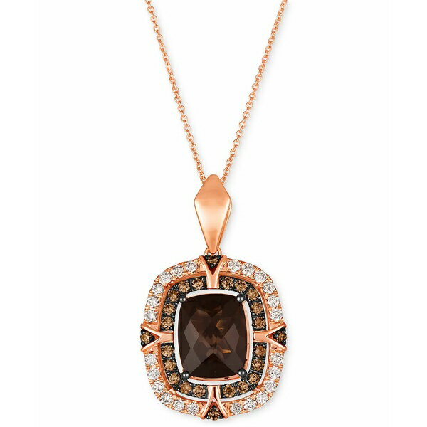 @ fB[X lbNXE`[J[Ey_ggbv ANZT[ Chocolate Quartz (3-1/2 ct. t.w.) & Diamond (3/4 ct. t.w.) Double Halo Pendant Necklace in 14k Rose Gold, 18