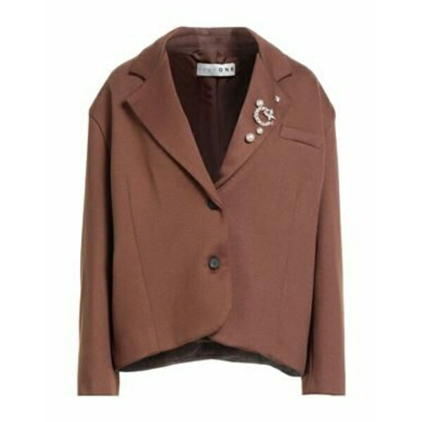 【送料無料】 ハブワン レディース ジャケット&ブルゾン アウター Blazers Brown