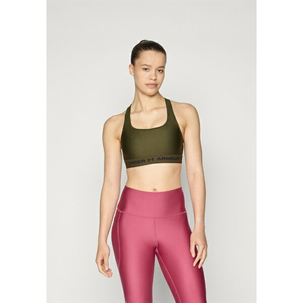 アンダーアーマー レディース フィットネス スポーツ CROSSBACK MID - Medium support sports bra - expedition green/black