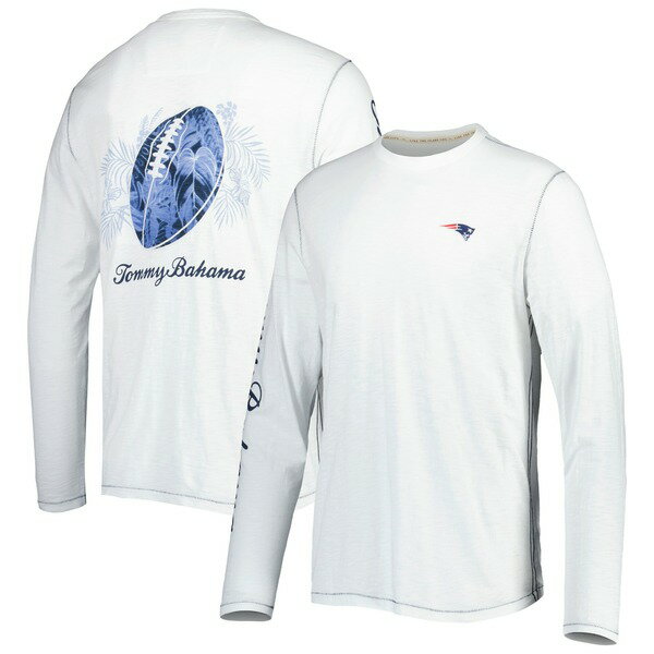 トッミーバハマ メンズ Tシャツ トップス New England Patriots Tommy Bahama Laces Out Billboard Long Sleeve TShirt White